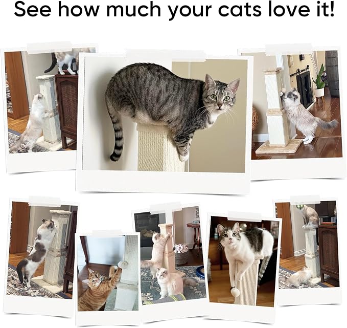 Cat Scratching Post, 32 Inch Cat Scratching Posts for Large Cats, Scratching Posts for Indoor Cats Adults, Cat Scratch Post with Nature Sisal, Light Gray