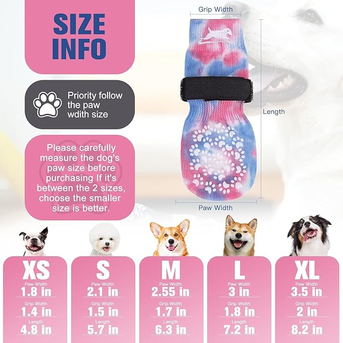 EXPAWLORER Anti Slip Dog Socks to Prevent Licking Paws, Dog Shoes for Hot Pavement, Dog Booties for Small Medium Large Senior Dogs, Traction Control Boots & Paw Protectors for Hardwood Floors