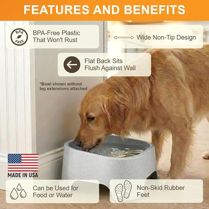 Neater Pet Brands Extra Large Water Bowl for Dogs, Elevated Outdoor Dog Water Bowl (2.25 Gallon XL Capacity), Big Trough Style Food Dish for Indoors or Outside, No Spill Large Dog Bowls, Vanilla Bean