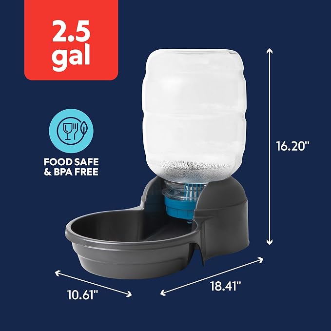 Petmate Replendish Gravity Automatic Dog Water Dispenser Pet Waterer and Pet Feeder Set with Microban Protection Base, 100% BPA Free, Wide Mouth Bowl - 2.5 Gallon Water, 10 lb Food