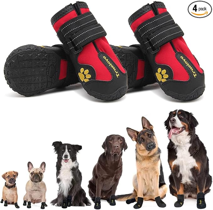 Expawlorer Anti-Slip Dog Shoes - Large Dog Booties for Winter & Snow, Waterproof Rain Boots with Reflective Strap