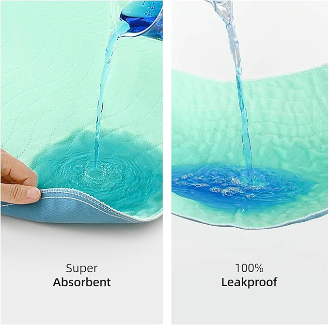 Pee Pads for Adults, Kids and Pets, Cotton-Like Surface, Machine Washable, 100% Leak Prevention with Waterproof TPU Layer (4 Pack, 18*24 inch)