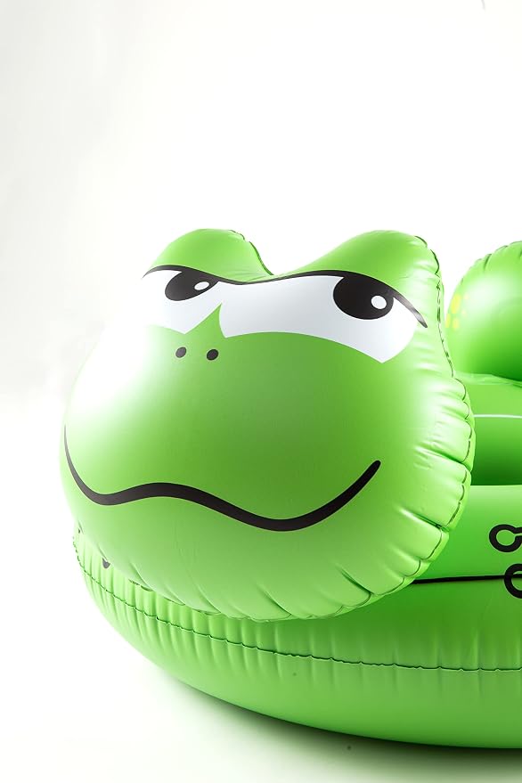 BigMouth Inc Large Frog River Tube with Mesh Seat, Heavy Duty Vinyl Raft for Waterway Drifting, Built-in Cup Holder and Grab Rope, Comfortable Floating Ride for Lakes, Streams, Adults and Kids