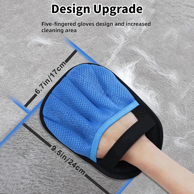 Ganayi Pet Hair Removal Glove for Dogs & Cats, Reusable Magic Brush for Pet Hair, Upgraded Five-Finger Electrostatic Pet Hair Gloves for Laundry, Couch, Carpet, Car Seat