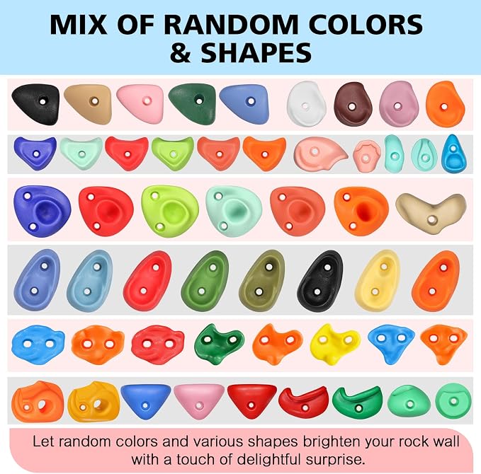 TOPNEW 30PCS Random Rock Climbing Holds Blind Box with Hardware, Non-Slip Climbing Rocks for Kids & Adults, Ideal Gift for Indoor Outdoor Climbing Wall