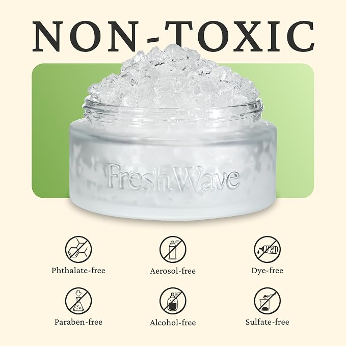 Fresh Wave Odor Removing Gel Eco-Refill, 63 oz. Original Scent | 4 Empty Refillable Glass Jars | 4 Room Set