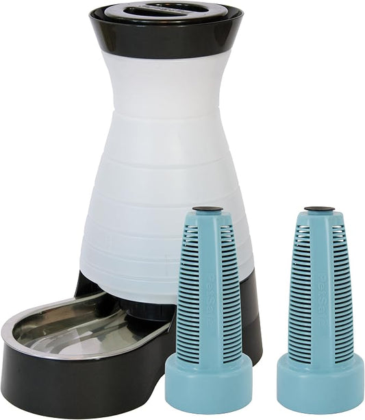 PetSafe Healthy Pet Food & Water Stations - Cat & Dog Food Storage Container - Filter Included with Waterer - Keeps Food & Water Fresh - Suitable for Small, Medium, & Large Dogs - Stainless Steel Bowl