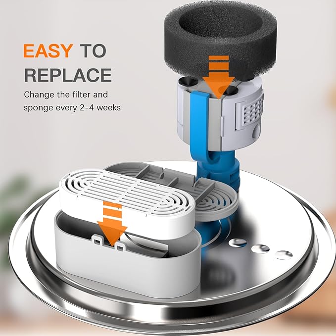 Cat Water Fountain Filters for 108/3.2L& 4L/134oz Stainless Steel Pet Water Dispenser Fountain Filters(9 Filters& 9 Sponges)