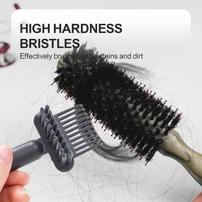 Hair Brush Comb Cleaning Tool Comb,2-in-1 Hair Brush Cleaner Tool, Portable Remover Rake for Removing Hair Dust, Home and Salon Use (Black)