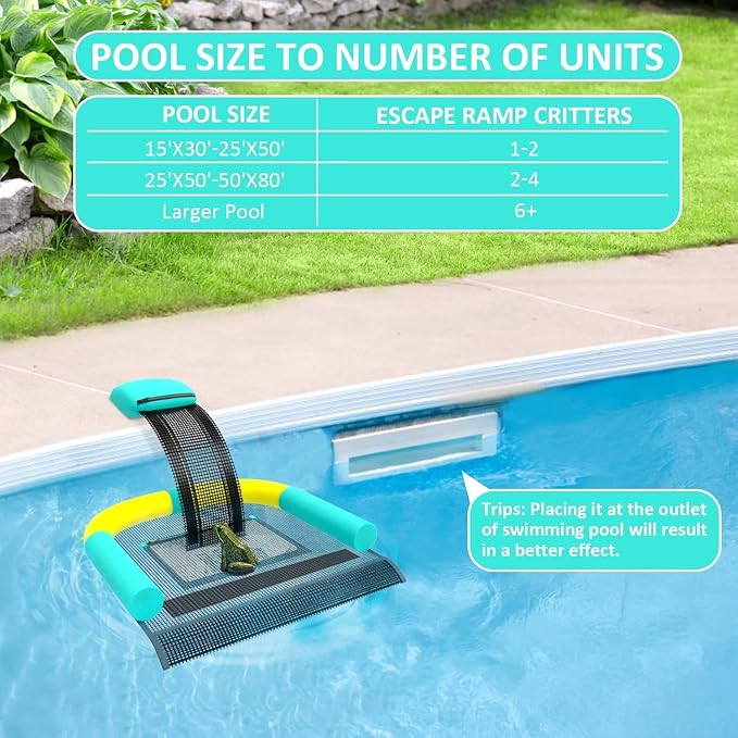 Poolvio Animal Saving Escape Ramp for Pool, Save Critters in Swimming Pool Device Handy, Pool Accessories in Floating Ramp Rescues Saving Frogs, Toads Animal Mice, Birds