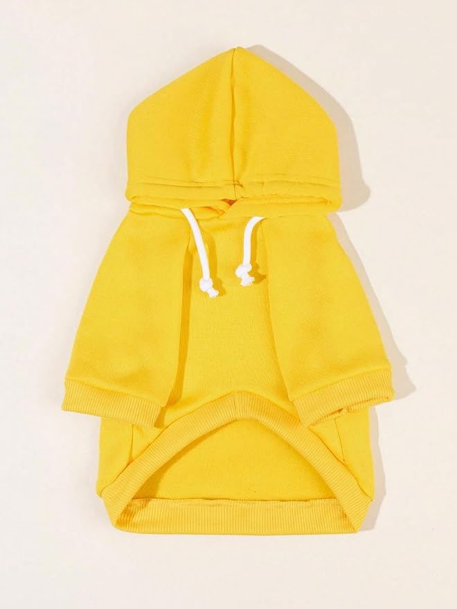 QWINEE Basic Dog Hoodie Sweatshirt Puppy Sweater Warm Cat Costumes Pet Clothes for Chihuahua Puppy Kitten Small Medium Dogs Yellow Small