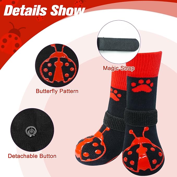 EXPAWLORER Anti Slip Dog Socks to Prevent Licking Paws,Winter Dog Boots & Paw Protectors,Dog Booties for Hardwood Floors with Grippers,Dog Shoes for Hot/Cold Pavement Small Medium Large Senior Dog