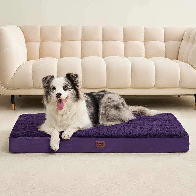 EHEYCIGA Orthopedic Dog Bed Extra Large with Removable Washable Cover, 47IN | Egg Crate Foam Support, Durable Oxford fabric, Non-Slip Bottom, Machine Washable, Soft Waterproof Plush Pet Bed Mat For Crate