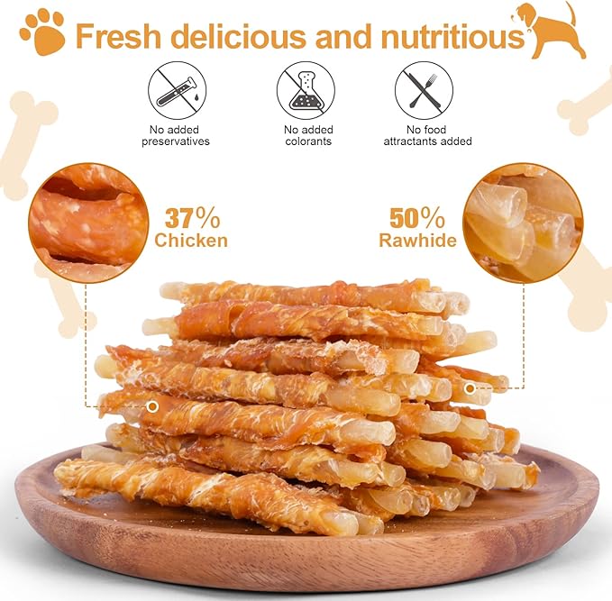 Pawant Chicken Wrapped Rawhides for Dogs Treats Puppy Training Snacks Sticks Dog Rawhide Chews All Natural Dog Treats 1lb