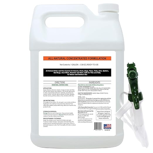 Natural Bug, Insect & Pest Killer & Control Including Fleas, Ticks, Ants, Spiders, Bed Bugs, Dust Mites, Roaches and More for Indoor and Outdoor Use, 128 Oz Gallon