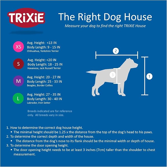 TRIXIE Natura Medium Cottage Dog House, 34.75 x 30.5 x 32.5 in, Brown | Outdoor Wooden Dog Shelter, Weatherproof Sealer, Peaked Roof, Removable Floor Panels, Adjustable Legs