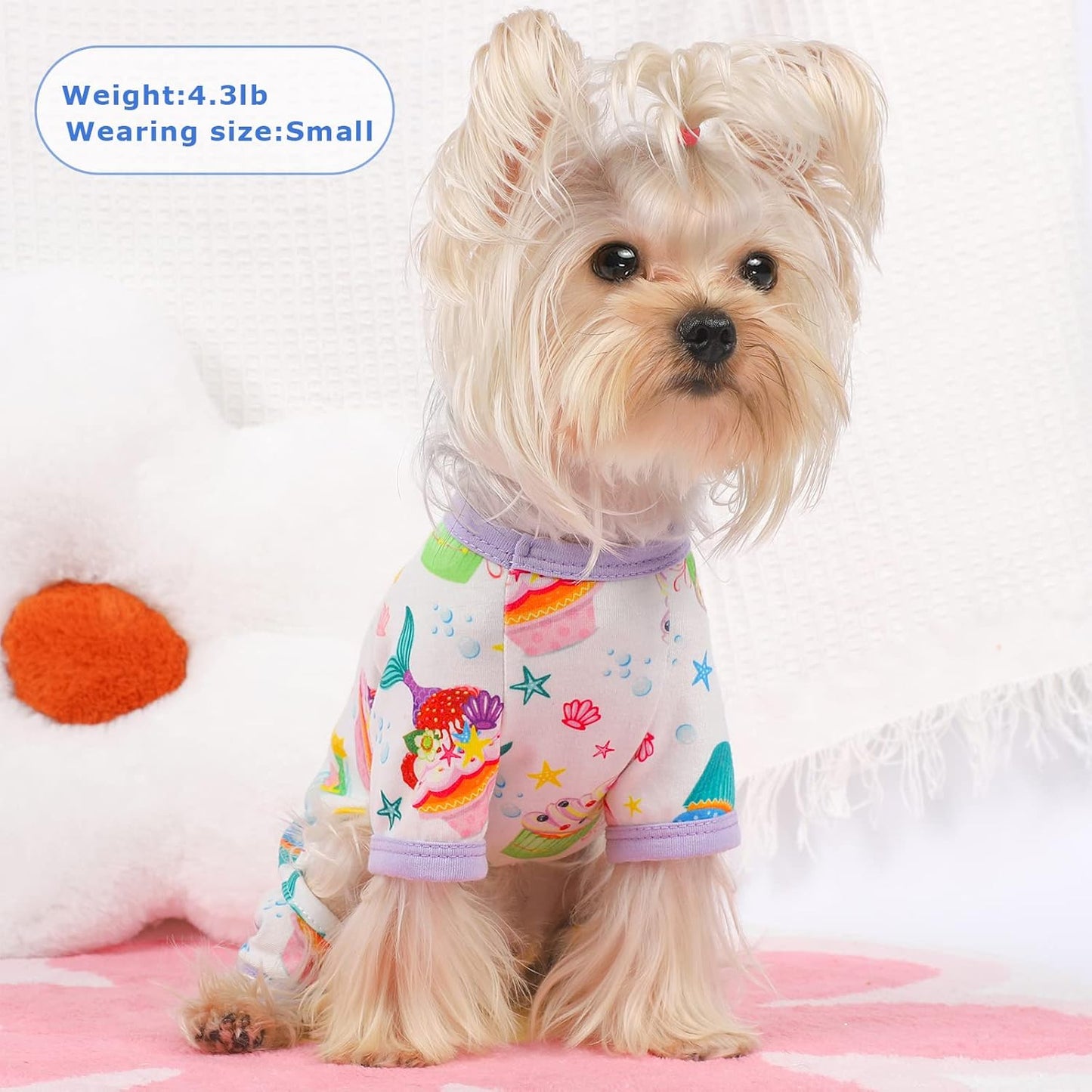 Dog Pajamas Pjs Summer Fall Dog Clothes for Small Dogs Girl - Boy - Medium Size Dogs, Soft Stretchy Puppy Clothes Doggie Onesies Cat Pet Jammies Outfit (Cake Purple, Small)