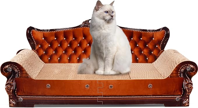 COOZMENT Sofa-Shaped Cat Scratching Couch & Lounge Bed - Thick Cardboard Cat Scratcher Pad (27.6" L x 12.4" W x 11.8" H)