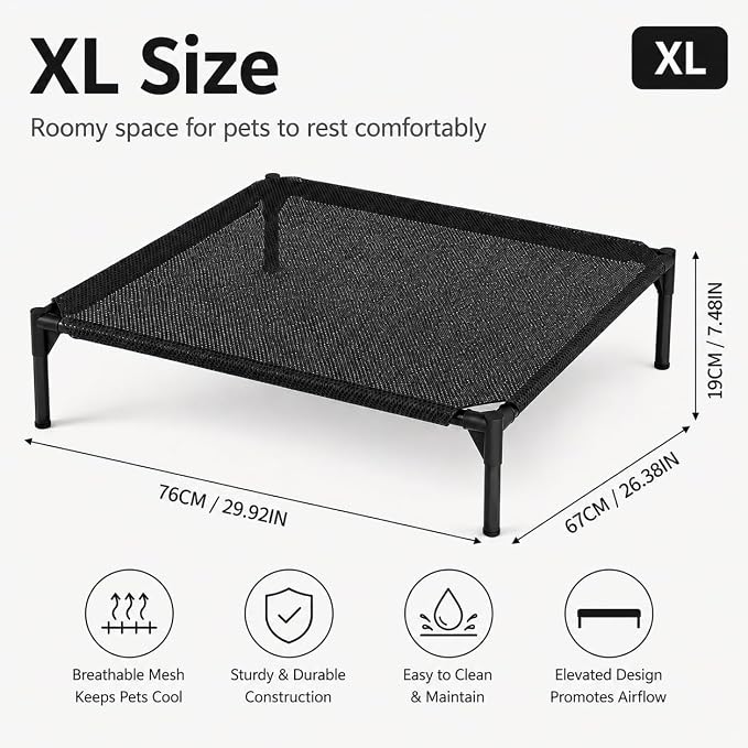 Elevated Dog Bed, Breathable Mesh Raised Pet Cot, | For Dogs, Elevated Design