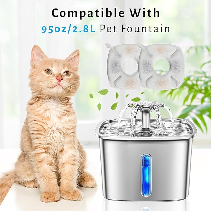 DOOOB 24 Pcs Cat Water Fountain Filter, 12 Packs Cat Fountain Filter, Cat Fountain Replacement Filters, Pet Water Fountain Filters for 95oz/2.8L Pet Water Fountain