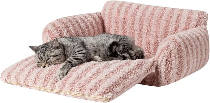 Hollypet Cat Bed Small Dog Orthopedic Couch Beds for Pets up to 13 lbs | Fluffy Multifunctional Double-Layer Warming Kitten Pet Couch Orthopedic Beds with Machine Washable Cover and Non-Slip Bottom