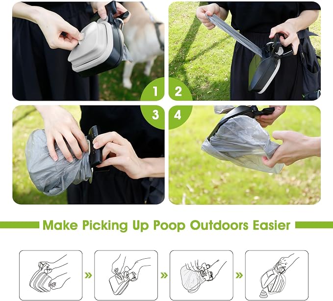 SUPERDESIGN Dog Pooper Scooper, Pooper Scooper for Small and Large Dogs, Dog Poop Scooper for Yard, Pooper Scooper with Bag Attachment and Leash Clip, Ideal for Walks, Travel and Camping (Large,Black)