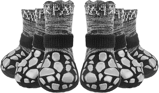 EXPAWLORER Anti Slip Dog Socks to Prevent Licking Paws,Winter Dog Boots & Paw Protectors,Dog Booties for Hardwood Floors with Grippers,Dog Shoes for Hot/Cold Pavement Small Medium Large Senior Dog