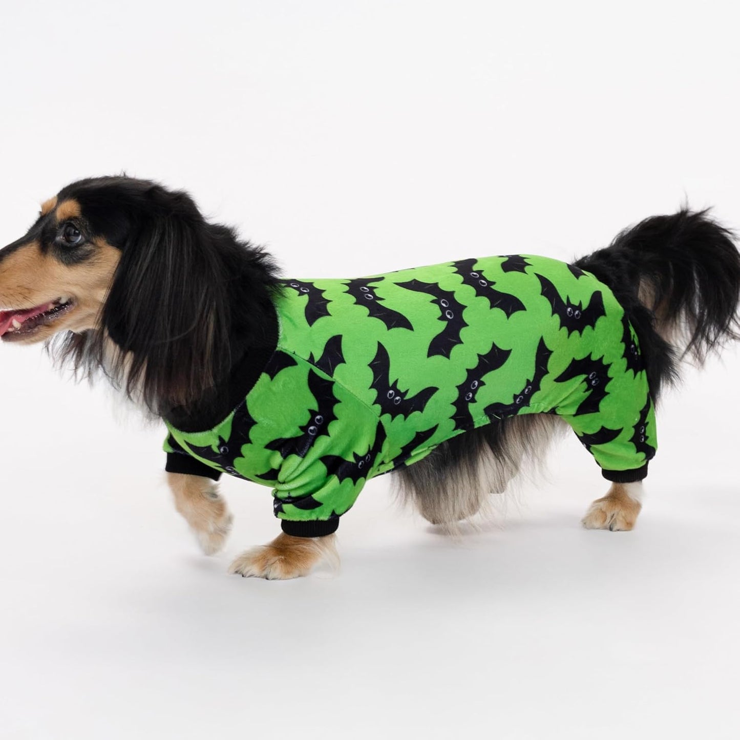 Fitwarm Halloween Bat Dog Pajamas, Funny Costumes for Small Dogs Boy Girl, Pet Outfit, Lime Green, Black, XS
