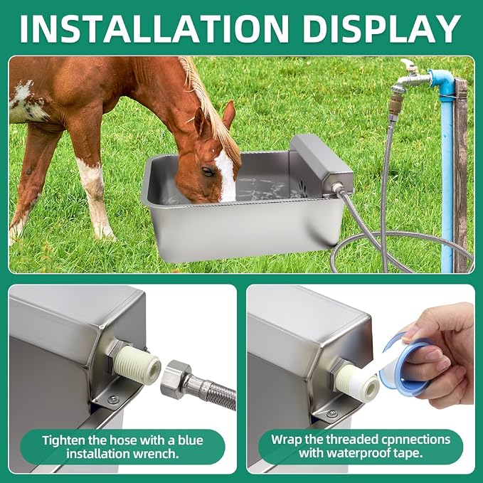 Automatic Dog Water Bowl Dispenser 23L Large with Hose & Adapter | Stainless Steel, Rustproof,Large Capacity, Self Filling, with Float Valve,No Mass, No-spill,outdoor,for Cat,Livestock,Chicken