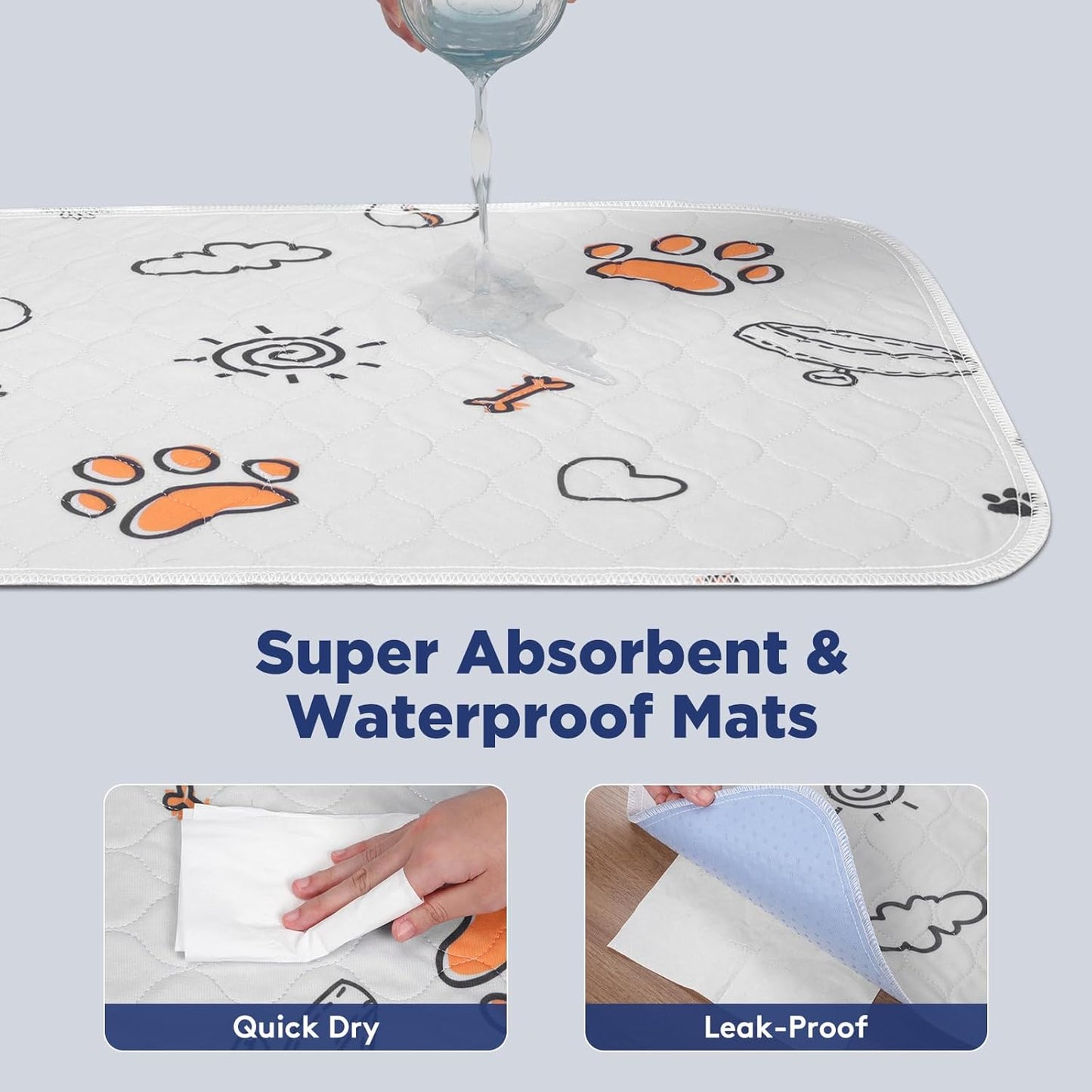 Washable Pee Pads for Dogs, Extra Large 60"x48" Super Absorbent Reusable Training Dog Pads, 100% Waterproof Non-Slip Dog Pee Pads Whelping Pads Dog Playpen Pads Extra Dog Pads Dog Mat Pet Pads