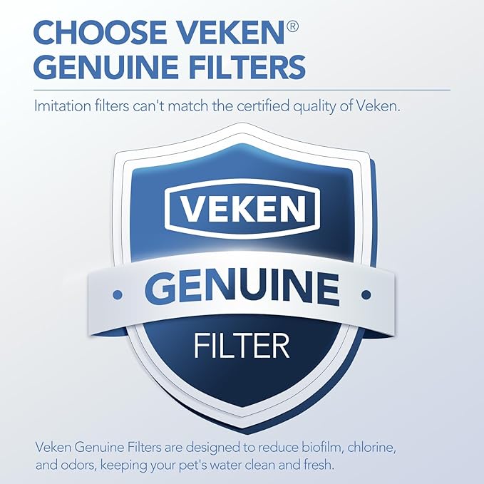 Veken Cat Water Fountain Filters, 16 Pack Replacement Filters & 16 Pack Replacement Pre-Filter Sponges Set for 50oz, 84oz, 95oz or 108oz Automatic Pet Fountain Dog Water Dispenser