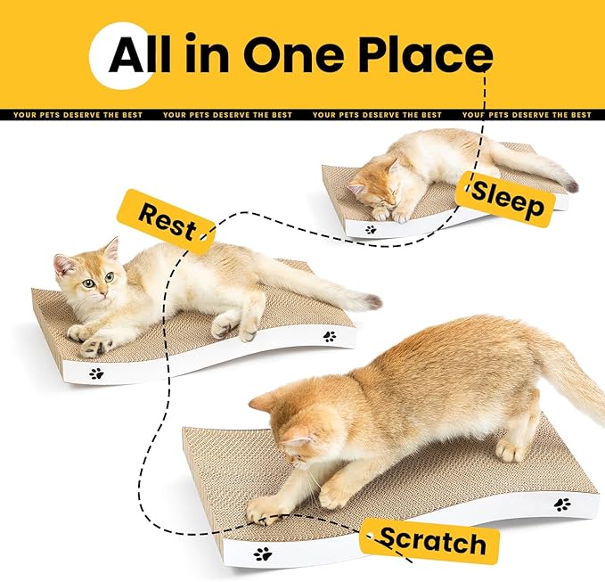 Cat Scratcher, Durable Scratch Pad, Corrugated Cardboard Scratching Board for Indoor Cats, Heavy Duty, Double-Sided Usability, Recyclable, with Catnip, Large, 1-Pack