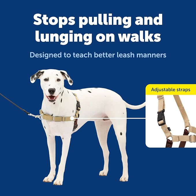 PetSafe Easy Walk Harness, No Pull Dog Harness, Fawn, Medium | Patented Martingale Loop Gives Gradual Shoulder Pressure to Stop Pulling, Front-Chest Leash Clip Prevents Gagging