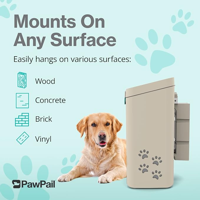 PawPail Pet Waste Station with Mounting System, Suitable for Outdoor Use, Designed with Odor-Reducing Technology, Install on Any Surface & Ensures Convenient Pet Waste Disposal