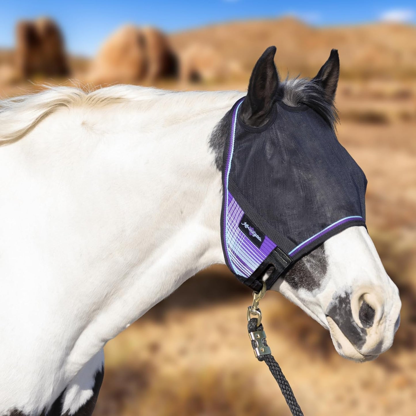 Kensington 90% UV Fly Mask CatchMask UViator - Without Ears & Forelock Freedom Web Trim Size: Medium Color: 2017 - Lavender Mint
