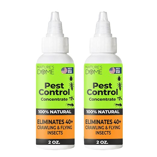 Nature’s Dome Pest Control Concentrate Spray 2 Oz (Pack of 2) | Eco-Friendly Bug & Ant Spray – Each Bottle Makes 16 Oz | Bug Spray for Fleas, Ticks & Mosquitoes | Safe for Pets & Kids