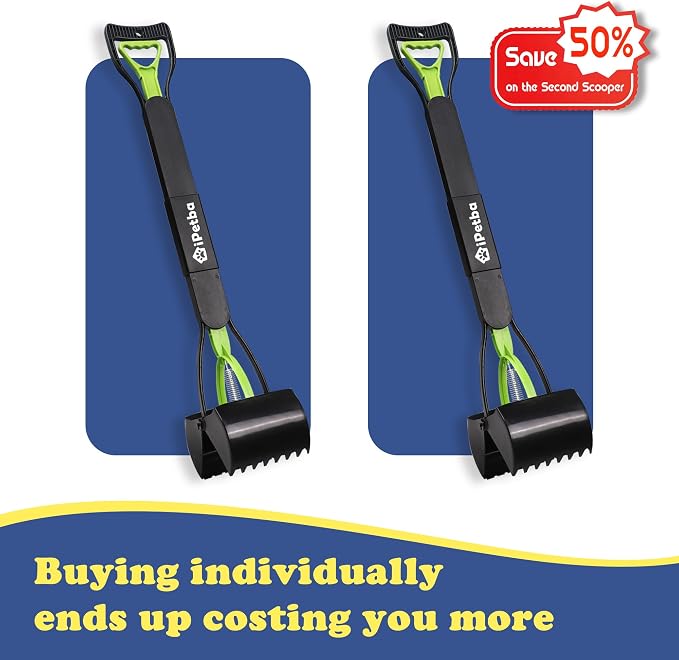Large Dog Pooper Scooper for Yard, 32 inch Long Handle, 2-Pack