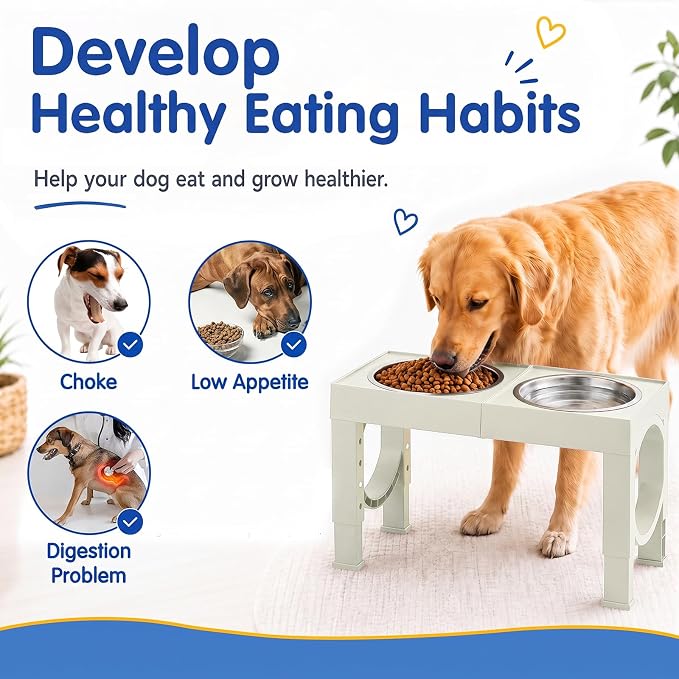 XIAZ Elevated Dog Bowls Large Breed Raised Dogs Bowl Stand Large/Medium Sized Dog Stainless Steel Food Water Bowl Stands 5 Heights Adjustable 9/11/12/14in Pet Feeder Dish Station