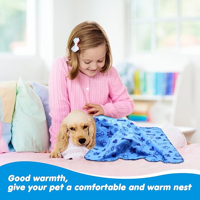 Chumia 28 Pieces Puppy Blanket Bulk Small Fleece Pet Blanket for Puppy Dogs Kitten Cats Pets Soft Warm Paw Print Sleep Mat Bed Covers, 28 Styles(27.5 x 39.3 Inch)