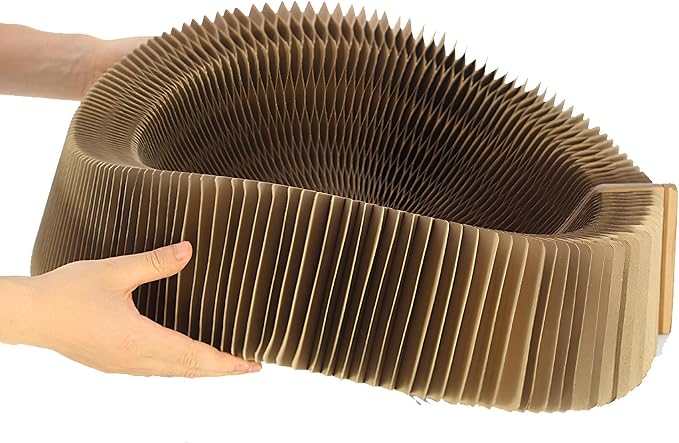 Cat Scratcher Lounge Bed - Collapsible Round Shape for Big Cat, Honeycomb Paper, 20 Inch