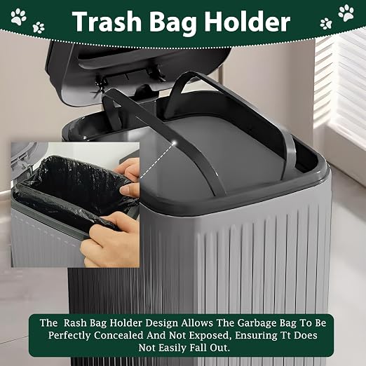 Dog Poop Trash Can Outside - 5L/1.3Gal Small Outdoor Trash Can with Lid | Outdoor Dog Poop Trash Can with Foot Pedal, Dog Waste Container with 40 Bags, Lid Soft Close for Pet, Gray