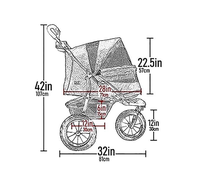 Pet Gear No-Zip AT3 Pet Stroller for Cats/Dogs, Sea Side | Zipperless Entry, Easy One-Hand Fold, Jogging Tires, Removable Liner, Cup Holder + Storage Basket