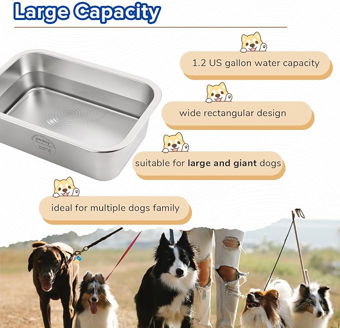 PEDAY Automatic Dog Waterer for Large Dogs | Human Grade 18/8 Stainless Steel, Water Bottle Not Included