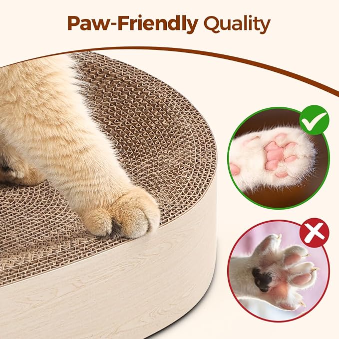 ComSaf Cat Scratcher Bed, Oval Cardboard Scratching Board for Indoor Cats | Scratch Pad Surface, Corrugated Cardboard Layers, Shallow Bowl Shape, Furniture Protection, Cat Lounger, Claw Care