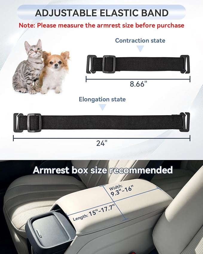 PETSFIT Puppy Car Seat with Washable Cushion, Soft Pillow, Safety Leash | Dual Seat-rail Hooks with Adjustable Straps Help Reduce Shifting, Dog Console Car Seats for Small Dogs Under 8 lbs,Blue