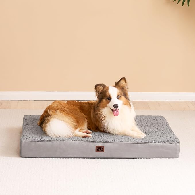 EHEYCIGA Orthopedic Dog Bed Extra Large with Removable Washable Cover, 44IN | Egg Crate Foam Support, Durable Oxford fabric, Non-Slip Bottom, Machine Washable, Soft Waterproof Plush Pet Bed Mat For Crate