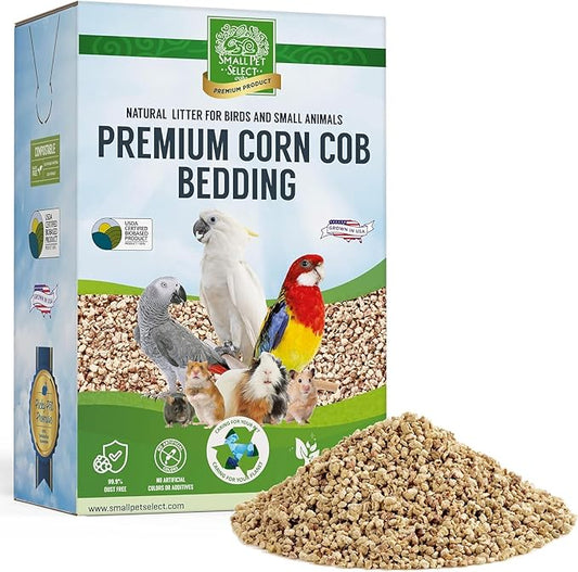 100% Natural Corn Cob Bedding for Pets - Small Pet Select Small Animal & Bird Cage Litter Safe for Hamsters, Guinea Pigs & More -6lb