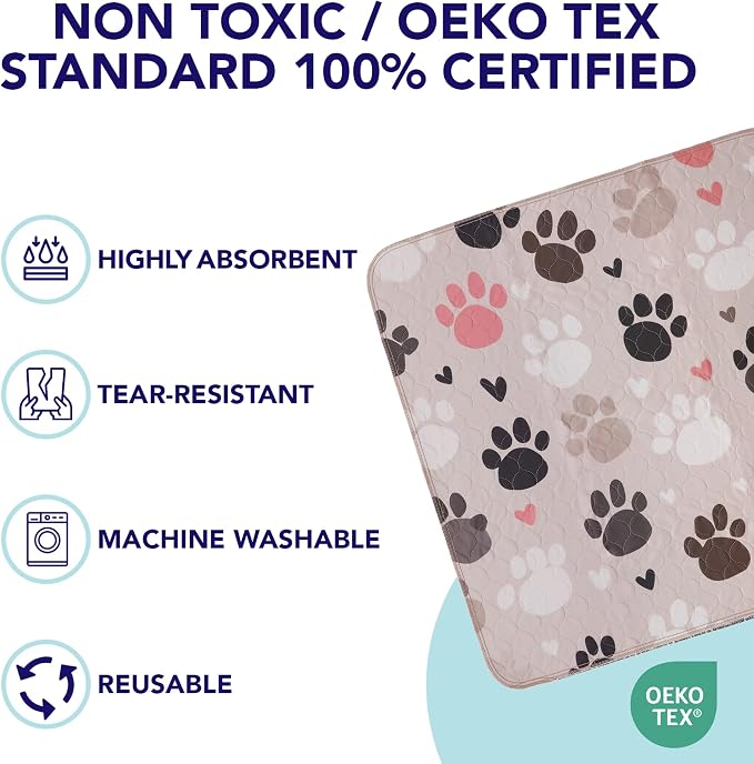 PUPIBOO Washable Pee Pads for Dogs and Cats - Super Absorbent Reusable Puppy Training Pads - 100% Waterproof, Leak-Proof & Non-Slip Whelping Pads for Pet Housebreaking