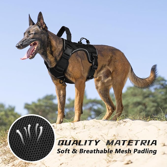 WINGOIN Black Tactical Dog Harness for Small Dogs,No Pull Dog Harness | Heavy Duty with Handle,Adjustable Reflective,Military K9 Body Pet Vest,for French Bull Pugdog,for Walking Training Running