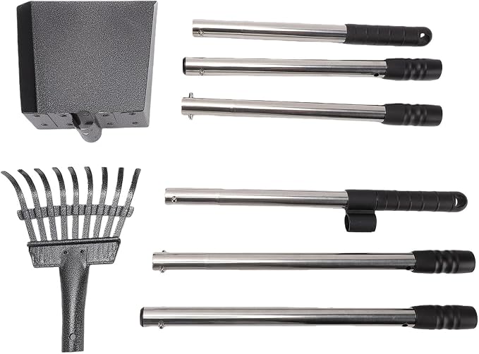 Jiawu Pet Pooper Scooper Long Handle Heavy Duty Tool for Medium Small Dogs on Grass Dirt Gravel 38" Tray Stainless Steel